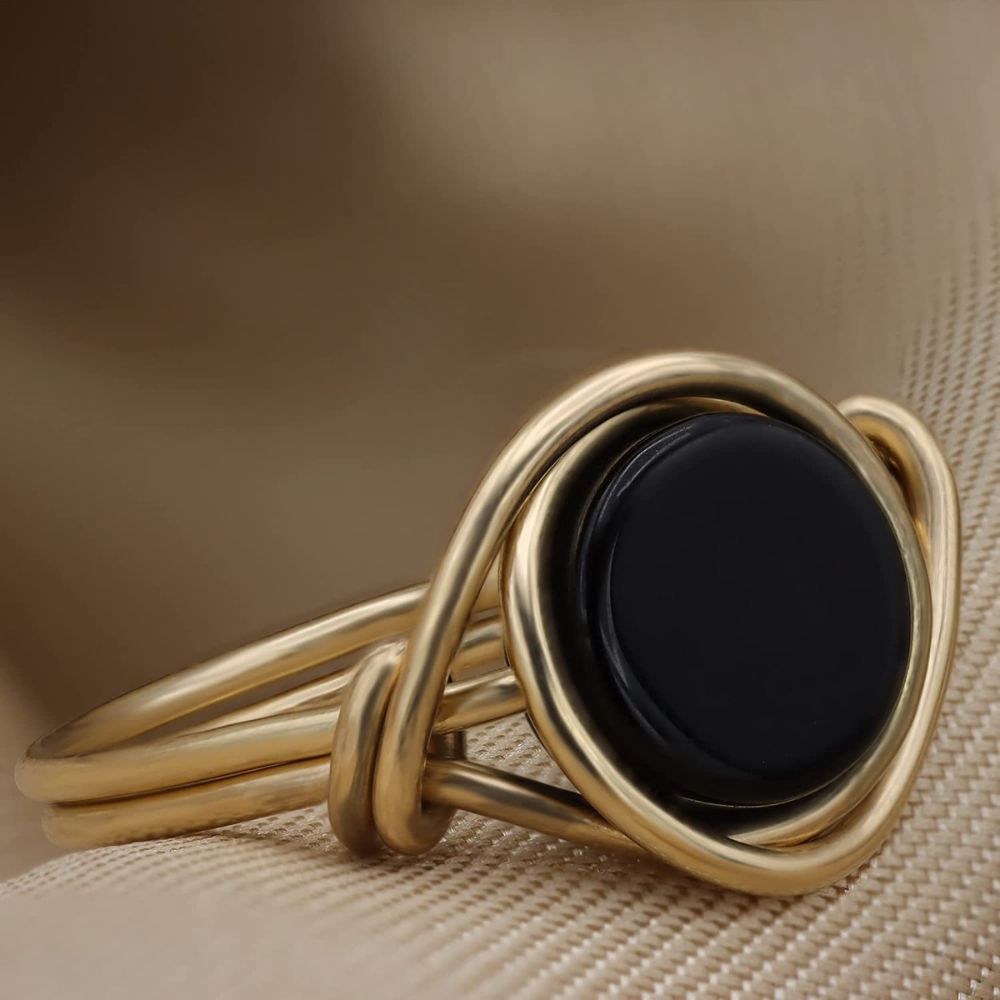 BLACK ONYX KNOT RING