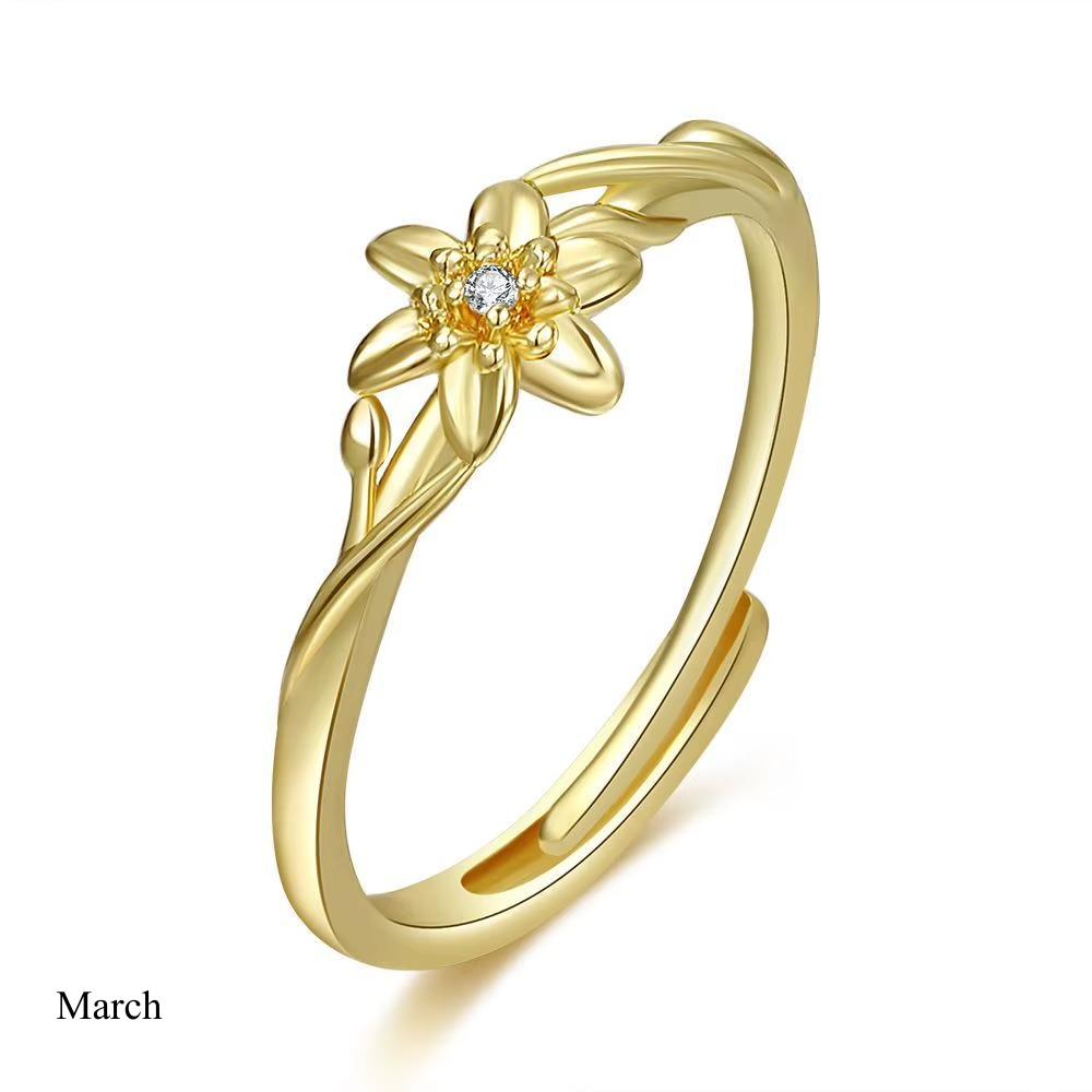 BIRTH FLOWER RING (ADJUSTABLE)